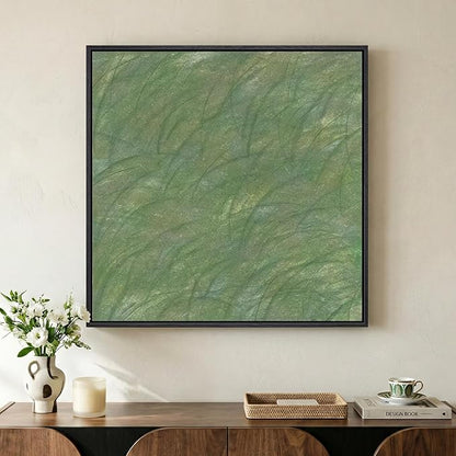 Framed Sage Green Abstract Wall Art, Modern Canvas Prints Paintings Artwork for Walls, Square Minimalist Green Abstract Pictures for Living Room Dining Bedroom Hallway Home Office Wall Decor 24x24In