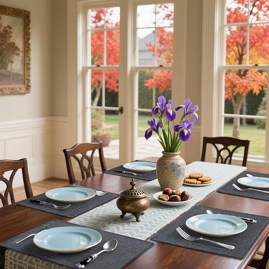 Homaxy Cloths Placemats for Dining Table Set of 6, Heat Resistant Washable Cotton Linen Blend Table Mats, Easy to Clean Place Mats for Indoor Outdoor Party Kitchen Decoration, 13" x 19", Charcoal Gray