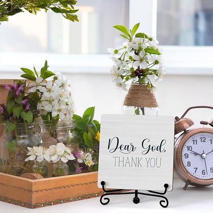 Modern Farmhouse Decor, Home Decor For Living Room, Boho Chic Aesthetic Shelf Decorations, Christian Dear God Sign, Farm House Entryway Tv Stand Fireplace Coffee Table Decoration (08)