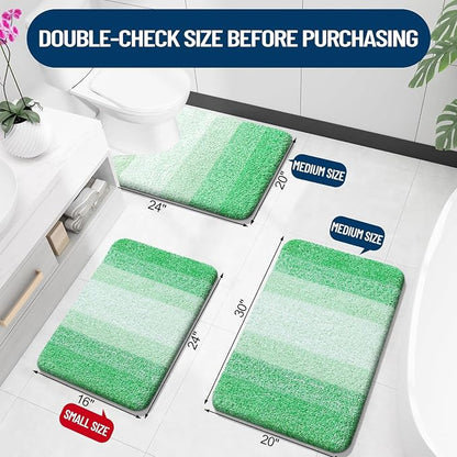 OLANLY Bathroom Runner Rugs Mat 70x24, Extra Soft Absorbent Microfiber Bath Rugs, Rubber Backing, Quick Dry, Washable Long Bath Mats for Bathroom Floor, Tub and Shower, Home Decor Accessories, Green