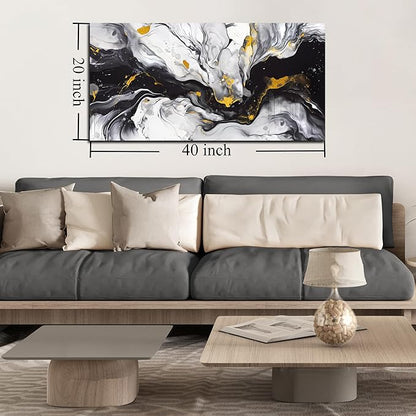 Alsingbago Large Abstract Canvas Wall Art for Living Room Bedroom Black and White Picture Ink and Wash Style Prints for Home Office Decoration Size 20x40 Ready to Hang
