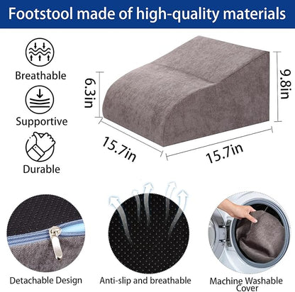 Foot Rest for Under Desk at Work, Ergonomic Under Desk Footrest with Washable Cover for Office, Home & Gaming Leg Elevation Pillow Dark Gray