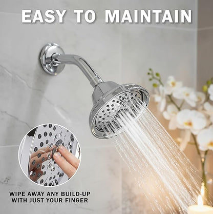 Aqua Elegante Massage Shower Head With Mist - High Pressure Boosting, Adjustable Massaging Rainfall Showerhead For Low Flow Showers With Water Saving Nozzles - 1.8 GPM - Polished Chrome