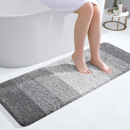 OLANLY Bathroom Runner Rugs Mat 47x17, Extra Soft Absorbent Microfiber Bath Rugs, Rubber Backing, Quick Dry, Washable Long Bath Mats for Bathroom Floor, Tub and Shower, Home Decor Accessories, Grey
