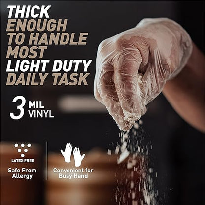 OKIAAS Disposable Gloves S, Food Safe, Bulk of 100 Pcs|Latex and Powder-Free Clear Vinyl Gloves for Cleaning, Food Prep