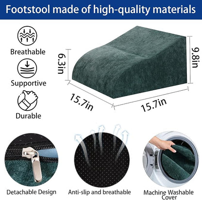 Foot Rest for Under Desk at Work, Ergonomic Under Desk Footrest with Washable Cover for Office, Home & Gaming Leg Elevation Pillow Green
