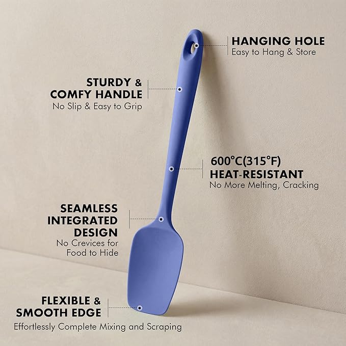 Ironberry Silicone Spoonula Set: 600ºF Heat Resistant Food Grade Cooking Baking Utensils, Kitchen Flexible Nonstick Rubber Pan Spoon Spatula for Mixing, Scrambling, Scooping (3 Pieces, Multicolor 4)