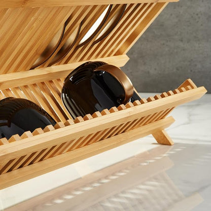 Berghoff Bamboo Plate Rack 20", Light Brown, Durable, Reusable, Drying Rack, Strain Dishes, Lightweight