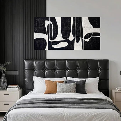 Tarfupth Black and White Abstract Wall Art for Living Room Minimalist Line Large Canvas Artwork for Bedroom Home Office Wall Decor Modern Canvas Prints 24"x48"