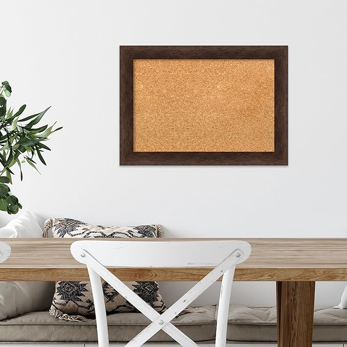 Amanti Art Natural Cork Board for Wall, 15x21 Vision Board with Brown Wood Frame, Small Corkboard Office Decor for Home Organization, Casual Corkboard Pinboard to Display Items for Home Organization