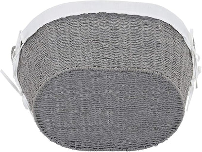 Household Essentials ML-7267 Decorative Wicker Laundry Basket with Handles and Removable Liner | Grey