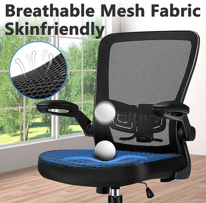 Desk Chairs with Wheels, Ergonomic Mesh Office Chair Adjustable Height and Swivel Lumbar Support Home Office Chair with Flip Up Armrests, Set of 16