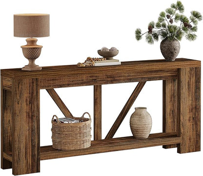 Tribesigns 70.9" Narrow Long Console Table, 2-Tier Farmhouse Entryway Table with Storage, Modern Entry Sofa Table Behind Couch for Hallway, Foyer, Living Room, Dark Brown