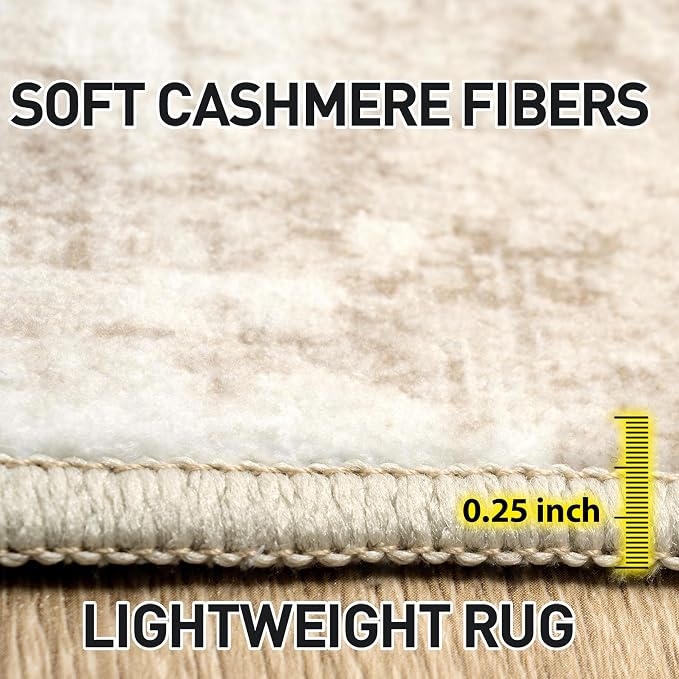 5x7 Area Rugs Washable Rug: Modern Abstract Living Room Rug Soft Anti-Skid Thin Carpet Indoor Floor Non-Shedding Carpets for Bedroom Dining Room Farmhouse Nursery Home Office - Beige Grey
