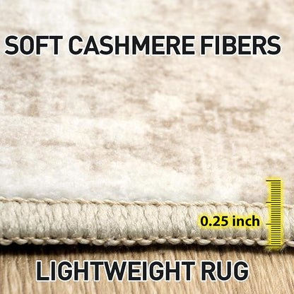 5x7 Area Rugs Washable Rug: Modern Abstract Living Room Rug Soft Anti-Skid Thin Carpet Indoor Floor Non-Shedding Carpets for Bedroom Dining Room Farmhouse Nursery Home Office - Beige Grey