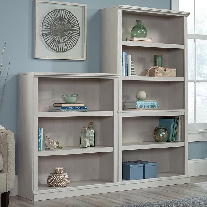 Sauder 5 Tier Book Shelf Wooden Bookcase Multipurpose Bookshelf for Home Office, Living Room, in Glacier Oak