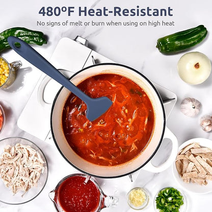 14" Extra Long Silicone Spatula: U-Taste 480ºF Heat Resistant Flexible Baking Mixer Scraper, Large Rubber Mixing Stirring Scraping Seamless Kitchen Turner Utensil for Nonstick Cookware(Midnight Blue)
