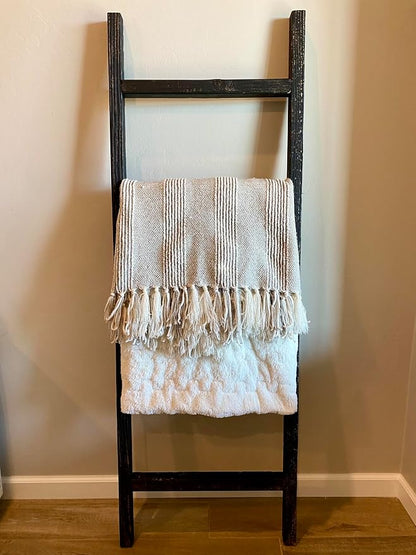BARNWOODUSA Rustic Farmhouse Decorative Ladder - Our 6 ft Ladder can be Mounted Horizontally or Vertically and is Crafted from Upcycled Wood No Assembly Required Smoky Black