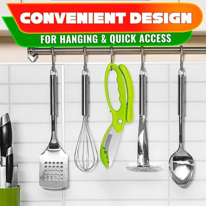 Salad Scissors for Chopped Salad - Effortless Double-Blade Chopping in Bowl, No Knife or Cutting Board Needed - 8.9" Stainless Steel Vegetable Scissors, Safety Lock, Lettuce Cutter Tool for Veggies