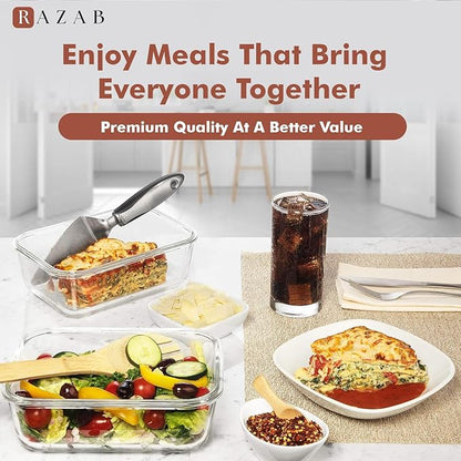 Razab 1860ml / 63 Oz (Pack of 02) Large Glass Food Storage Containers with Airtight Lids, Ideal for Baking, Storing Food, Vegetables & Fruits, BPA Free & Leakproof - Microwave, Oven Safe
