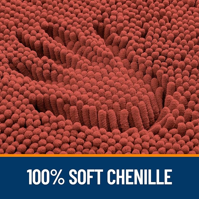 OLANLY Toilet Rugs U-Shaped 24x20, Extra Soft Absorbent Chenille Contour Bathroom Rugs for Toilet, Dry Quickly, Machine Washable, Non-Slip Bath Mat, Rustic Terracotta