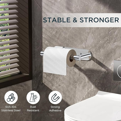 FORIOUS Toilet Paper Holder, Adhesive or Screw Wall Mount Pivoting Tissue Roll Holder for Bathroom, Stainless Steel Rust Proof Self Adhesive Toilet Paper Roll Holder no Drilling, Polished Chrome