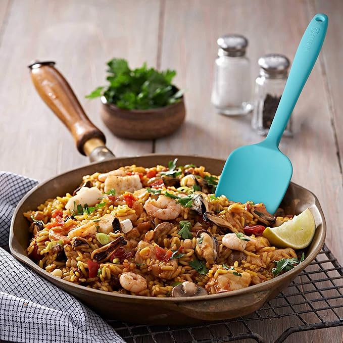 Silicone Spatula 3-piece Set, Ergonomic Handle High Heat-Resistant Spatulas, Non-stick Rubber Spatulas with Stainless Steel Core, Light Blue