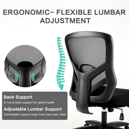 YFO Big and Tall Office Chair 500LBS - Computer Desk Chair with Adjustable Lumbar Support, Heavy Duty Ergonomic Mesh with 360 Rotation 4D Arm and Extra Wide Comfty Seat, Quiet Wheels for Adults