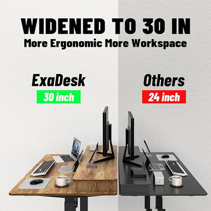 48 * 30 Inches Electric Standing Widened Desk Adjustable Height with 4 Drawers, Double Storage Shelves Stand Up Desk, Home Office Workstation Sit Stand up Desk (Light Rustic Brown)