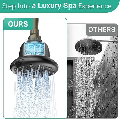 Cobbe Filtered Shower Head, 7 Modes High Pressure Shower Heads - 16 Stage Shower Head Filter for Hard Water for Remove Chlorine and Harmful Substances (Midnight Black Matte, 5 Inch Round)
