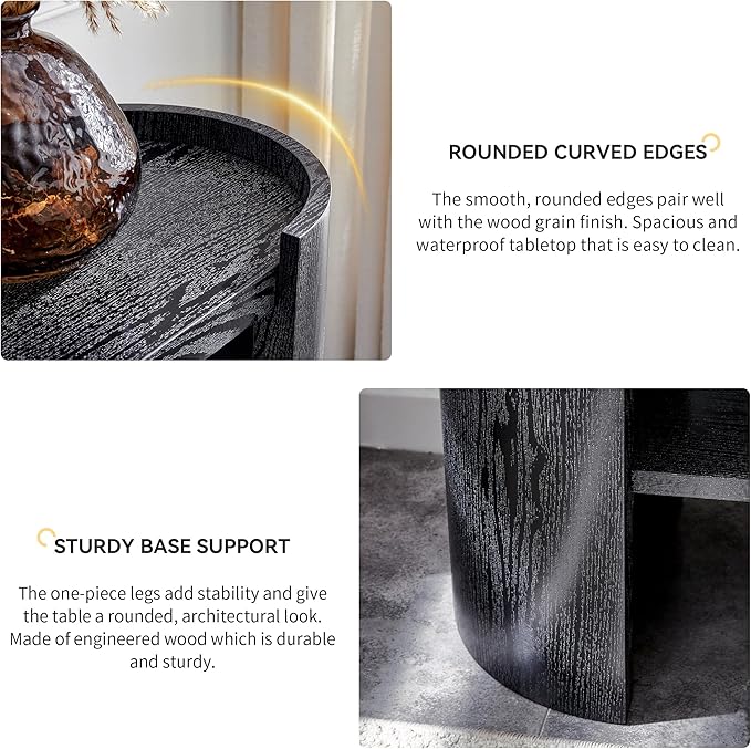 53 Inch Console Table, Modern 2-Tier Entryway Table with Rounded Corners, Narrow Sofa Table Behind Couch for Foyer, Hallway, Living Room,Black