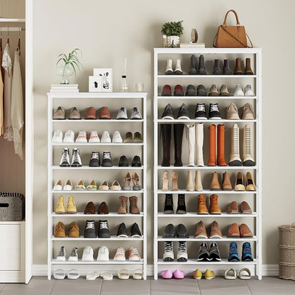 YATINEY 8 Tier Shoe Rack, Shoe Storage Organizer, Large Capacity Shoe Shelf Holds 32 Pairs of Shoes, Sturdy and Stable, for Entryway, Hallway, Closet, Dorm Room, White SS08WW