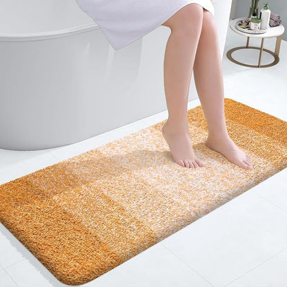 OLANLY Bathroom Runner Rugs Mat 47x20, Extra Soft Absorbent Microfiber Bath Rugs, Rubber Backing, Quick Dry, Washable Long Bath Mats for Bathroom, Tub and Shower, Home Decor Accessories, Golden Yellow