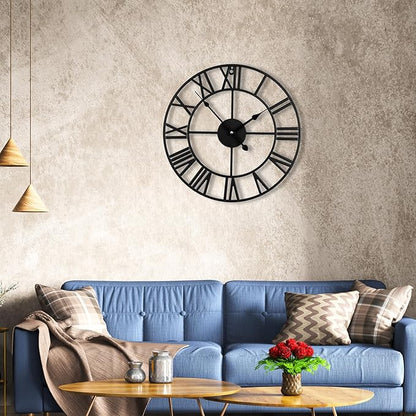 30inch/76cm Extra Large Wall Clock for Bedroom Living Room Battery Operated Big Metal Decorative Analog Silent Giant Non Ticking Clocks Room Wall Decor (Iron Roman Numerals, 30 inches)