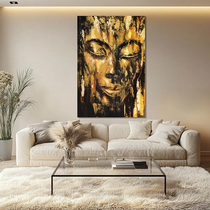 ZENPEE Black Large Wall Art, Gold Abstract Wall Art, Home Decorations for Living Room, Wall Decor for Bedroom Aesthetic, for Office, 24" x 36"