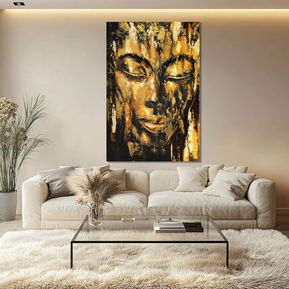 ZENPEE Black Large Wall Art, Gold Abstract Wall Art, Home Decorations for Living Room, Wall Decor for Bedroom Aesthetic, for Office, 24" x 36"