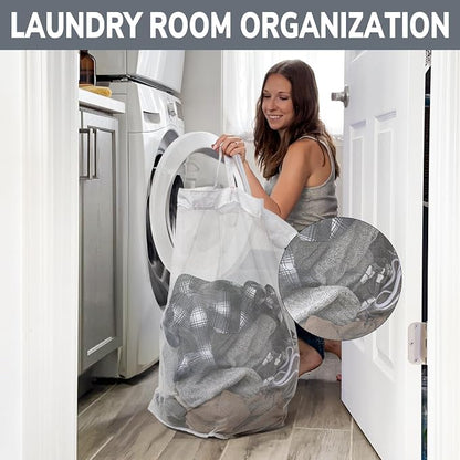 Goodpick Laundry Basket with Wheels, 75L Laundry Hamper for Dirty Clothes, College Dorm Essentials, Clothes Hamper for Livng Room, Grey&White