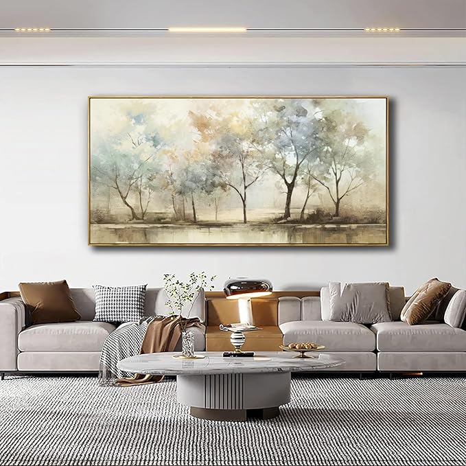 VHMING Abstract Wall Art Artwork Retro Trees Pictures Decor Canvas Painting Framed Ready to Hang Living Room Bedroom and Office Wall Decor 24x48 Inch