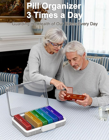CTIME 3-Tier Medicine Organizer with Pill Case - Portable Pill Case & Empty First Aid Kit for Home, Travel, RV, School, Dorm, Ideal Elderly, Father Gift