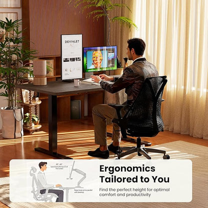 ErGear Height Adjustable Electric Standing Desk, 48 x 24 Inches Sit Stand up Desk, Memory Computer Home Office Desk with Two-Piece Desktop (Walnut)