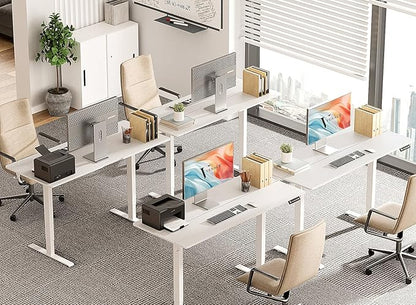 63 x 28 inch Electric Standing Desk Adjustable Height with 4 Wheels, 4 Memory Height Settings, 2 Headphone Hook, for Home Office, White