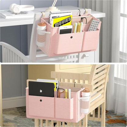 Edudif Bedside Caddy Bedside Organizer with Fixed Straps & Water Bottle Holder, Bunk Bed Caddy ideal for Home, Dorm, Hospital, Crib, Versatile Bedside Storage Solution