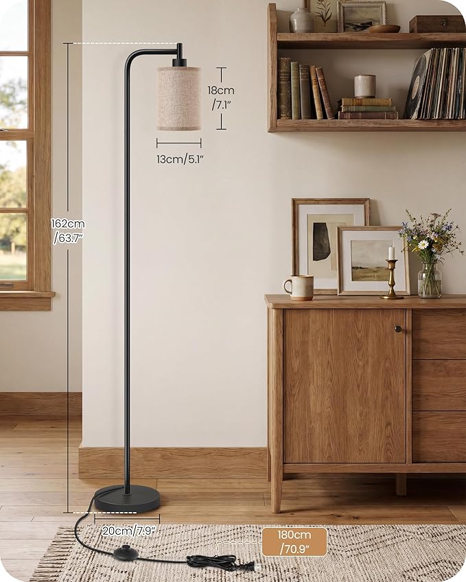 2Pack Dimmable Floor Lamp for Living Room with Remote and Foot Switch, Modern Standing, Corner Lamp,10W Bulb 3 Color Temperatures, for Bedroom, Office, ETL Listed, Black and Beige E19LDP205