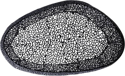 Modern Contemporary Oval-Shape 50" Coffee Table, Solid Aluminum intrigued Design, Mesh Cocktail Table, Creative Center Table for Living Room and Bedroom, Casted in Black