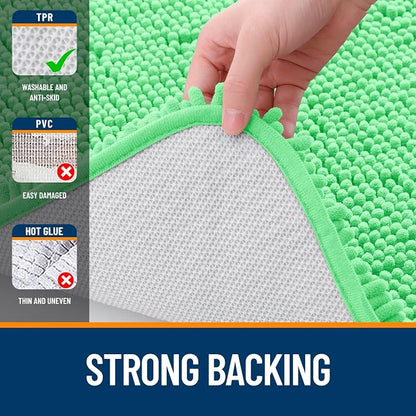 OLANLY Bathroom Runner Rugs 70x24, Soft Absorbent Chenille Bath Rugs, Rubber Backing Quick Dry, Machine Washable Long Bath Mats for Bathroom Floor, Tub and Shower, Home Decor Accessories, Mint Green