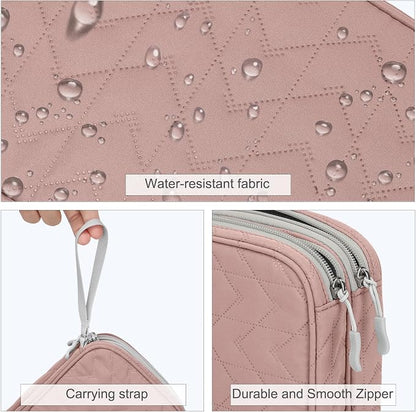 FYY Electronic Organizer, Large Travel Cable Organizer Bag Pouch Electronic Accessories Carry Case Portable Waterproof Double Layers All-in-One Storage Bag for Cable, Cord, Charger, Pattern Pink