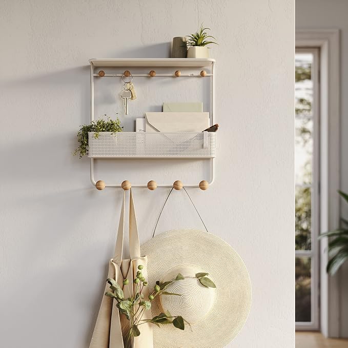 Umbra Estique Entryway Organizer with Hooks and Shelves, W/Shelf, White (Pack of 3)