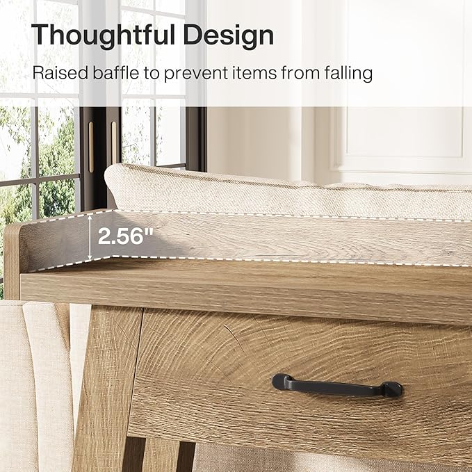 Tribesigns 70.9-Inch Sofa Table with 3 Drawers, 2-Tier Extra Long Farmhouse Console Table with Raised Baffle and Storage Shelves for Living Room, Hallway, Entryway, Entrance, Rustic Brown