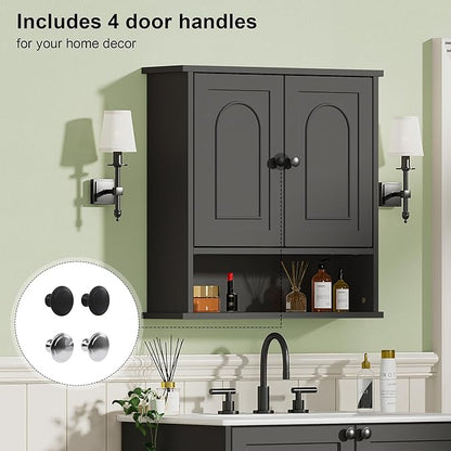 23x24 Medicine Cabinet for Bathroom,2 Doors White Bathroom Wall Cabinet with Arched,Over Toilet Storage Cabinet for Laundry Room/Kitchen/Living Room,Wall Mounted Bathroom Medicine Cabinets