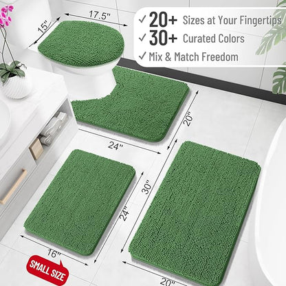 OLANLY Large Bathroom Rugs 45x27, Extra Soft Absorbent Chenille Bath Rugs, Rubber Backing Quick Dry, Machine Washable Bath Mats for Bathroom Floor, Tub and Shower, Home Decor Accessories, Olive Green